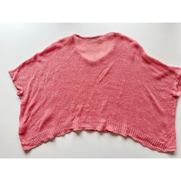 ROBERT RODRIGUEZ Coral Linen Open Knit Oversized Pullover Sweater, One Size - Picture 10 of 15